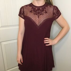 Kimchi Blue Maroon lace swing dress - S